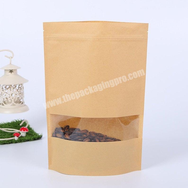 Kraft Paper Window Bag Gift Dried Food Fruit Tea packaging Pouches Zipper Self Sealing Bags
