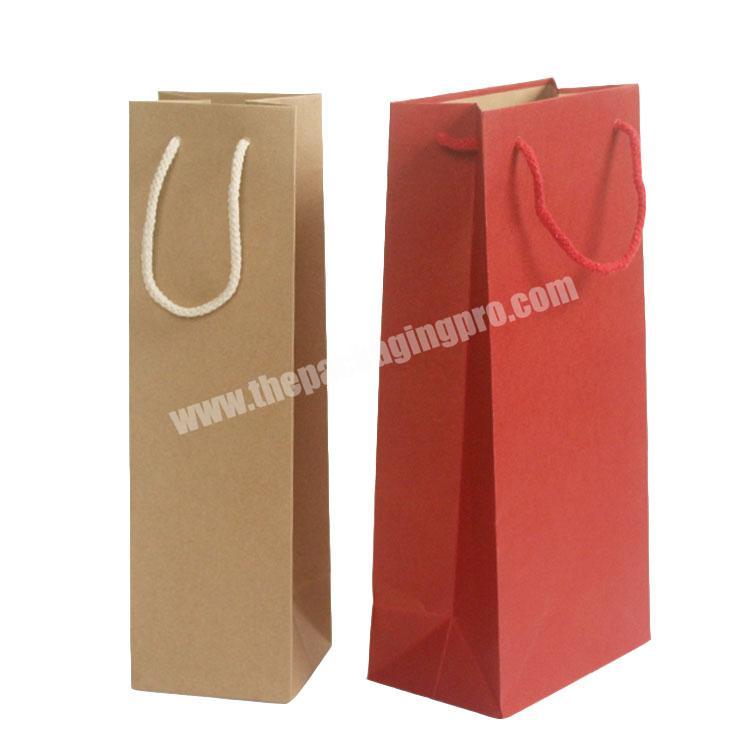 Kraft wholesale custom logo wine paper bag with handle
