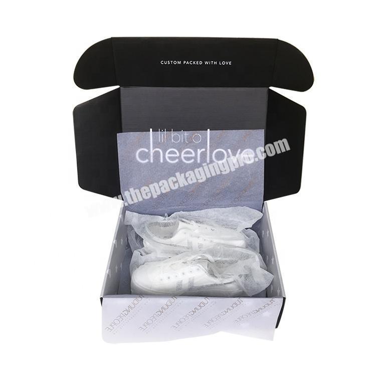 Large Black matte Folding Custom Logo Cardboard Shoe Box Shoes packaging paper boxes for Clothes