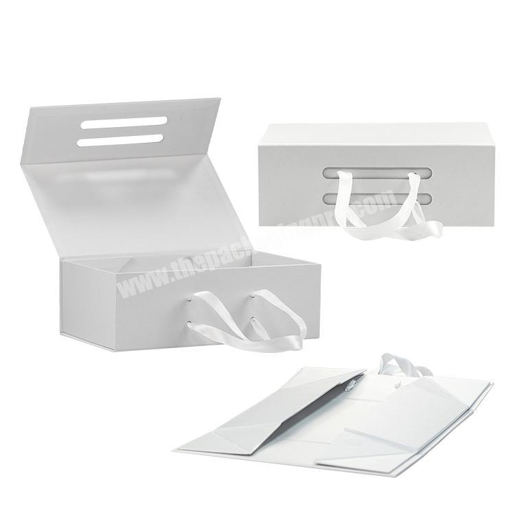 Large Clothing Bag A4 Rigid Luxury White Holographic Magnetic Close Gift Box Packaging With Logo