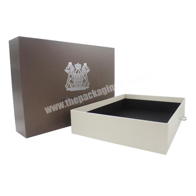 Large Luxury Customized Cardboard Drawer brown Gift Paper Box With Silver Foil Logo Storage Paper Box