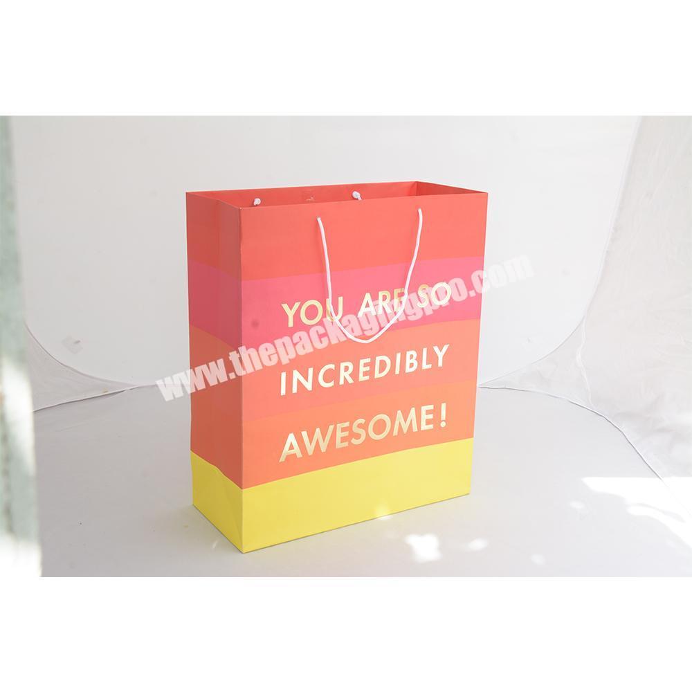 Large Metalized Hot Color Paper Bag With String Handle