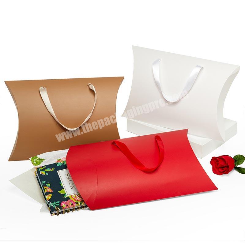 Large paper custom hair pillow box with ribbon handle