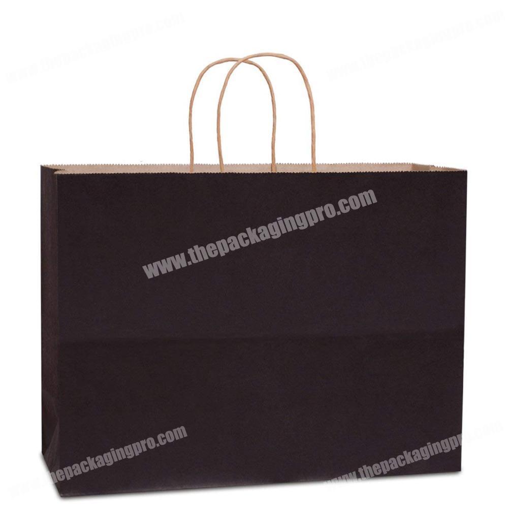Large Size 100% Recyclable Black Kraft Paper Bags with Rope Handles for Shopping, Grocery, Party, Gift Bags