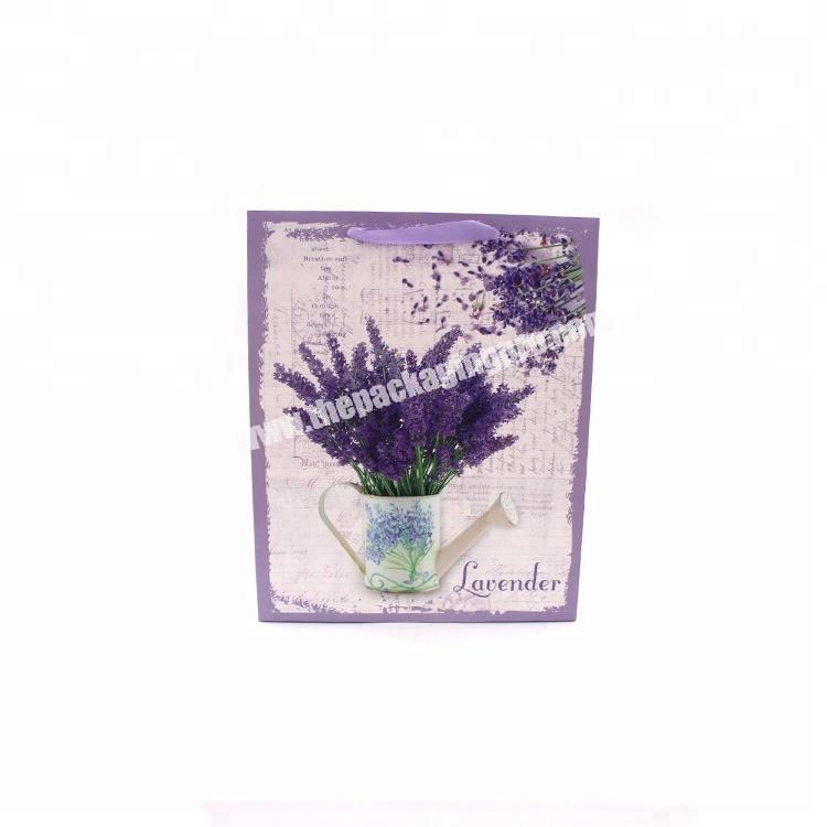 Lavender Design Printed Art Gift Packaging China Paper Bag Manufactures