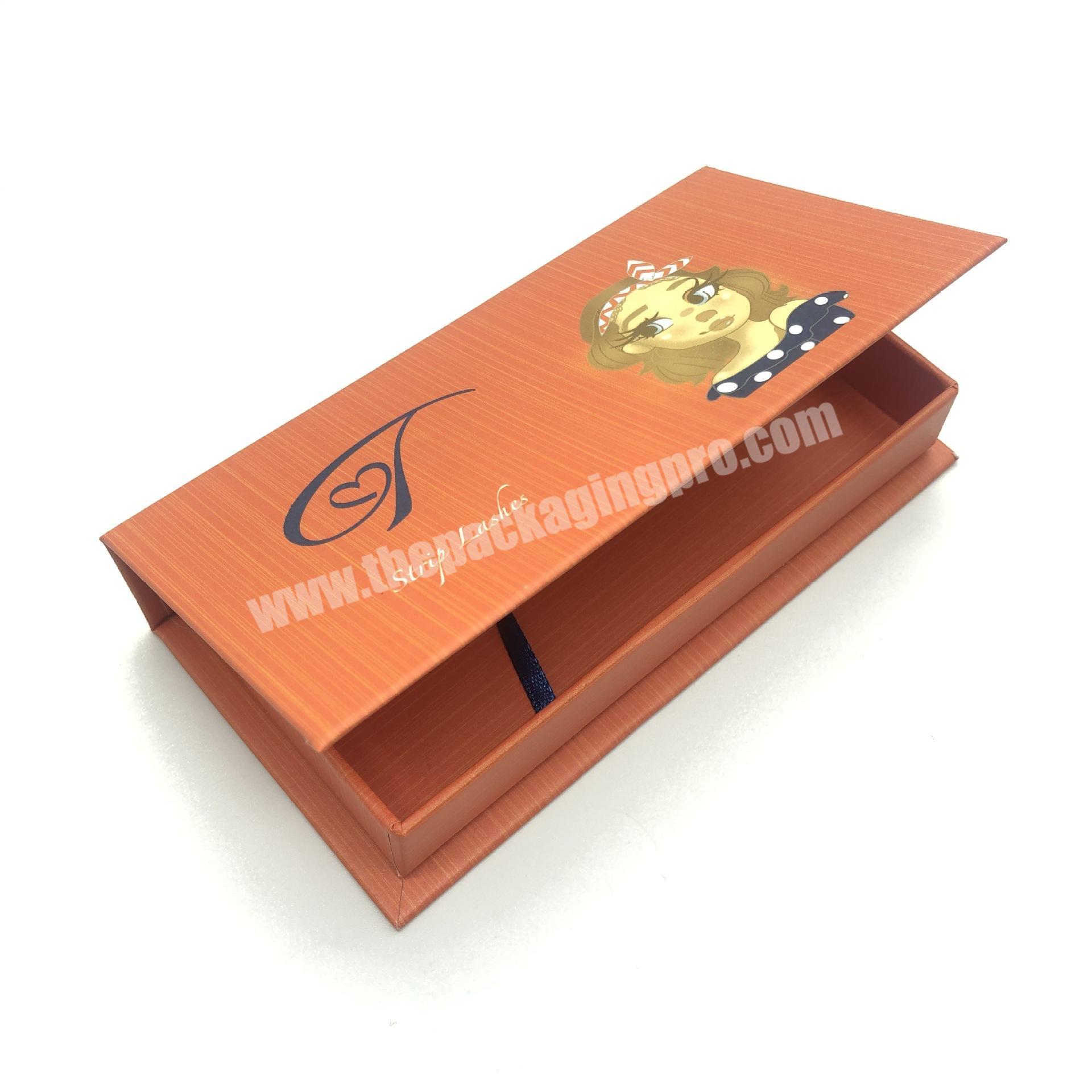 Leading Packing Supplier Top Customized Wood Color Printing Paper Folded Boxes Custom Fake Eyelashes Box Package With Magnetic