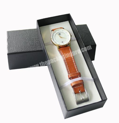 Leatherette paper lid and base watch box with paper card holder