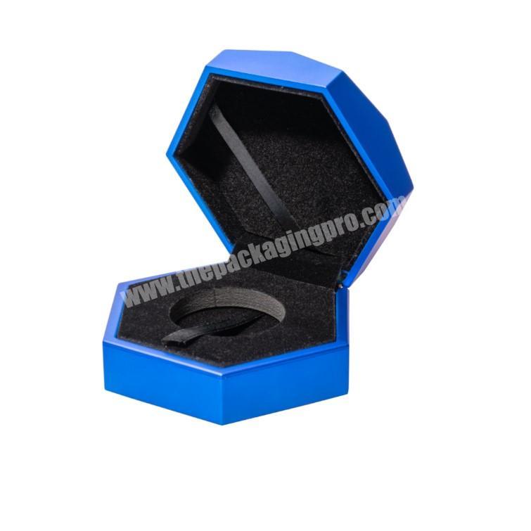 LED light 10.5x9.3x4.2cm blue sexangular hexangular coin box with environmental friendly rubber coating