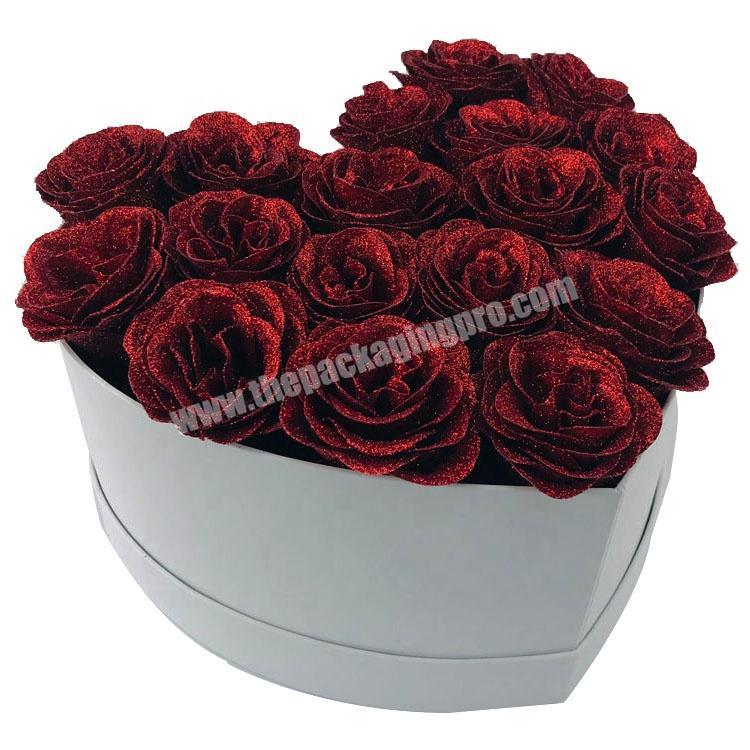 Lid and base OEM paper heart box for gift rose heart flower packaging box
