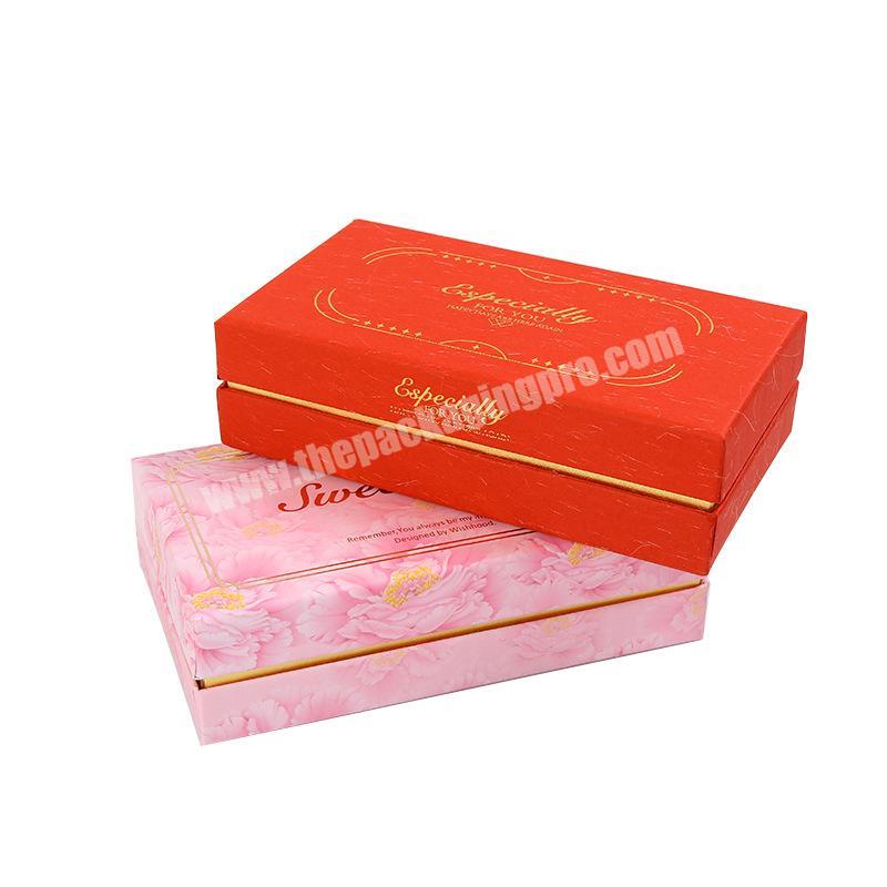 lid and base packaging box in pink red color for cosmetic packaging box
