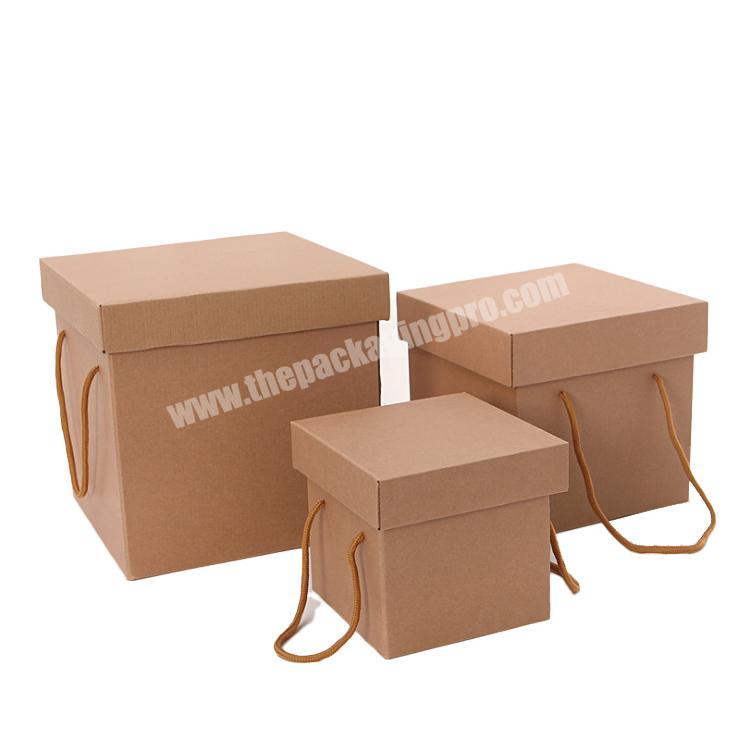 lid and bottom carton corrugated 3 layers cardboard cube storage box with handle