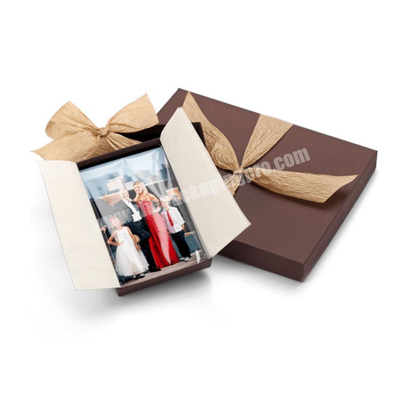 Lid And Bottom Paper Boxes with Ribbon for Photo