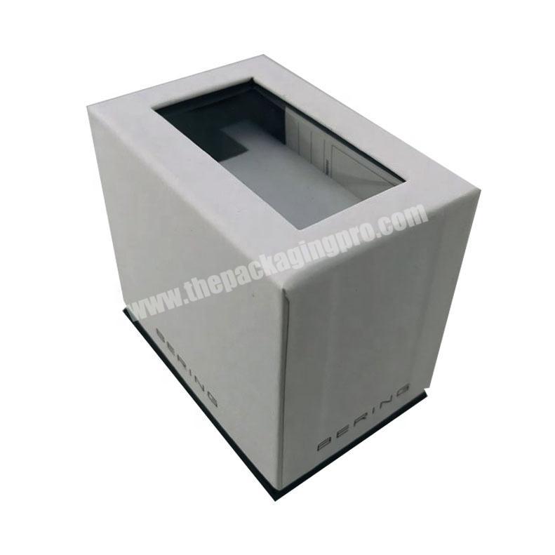 lid & base transparent window display packing box for watch with foam inlay