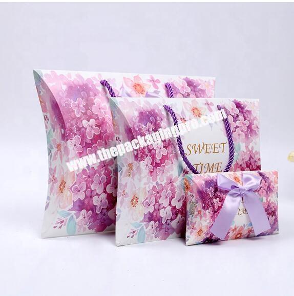 Lilac Pack Hair Clip Pillow Shaped Storage Cardboard Packaging Box Attach Bowtie