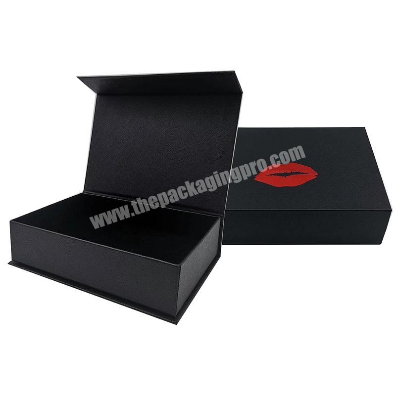 Lip Print Black Gift Box Cosmetic Lipstick Box Packaging Makeup Flip Boxes For Lipstick
