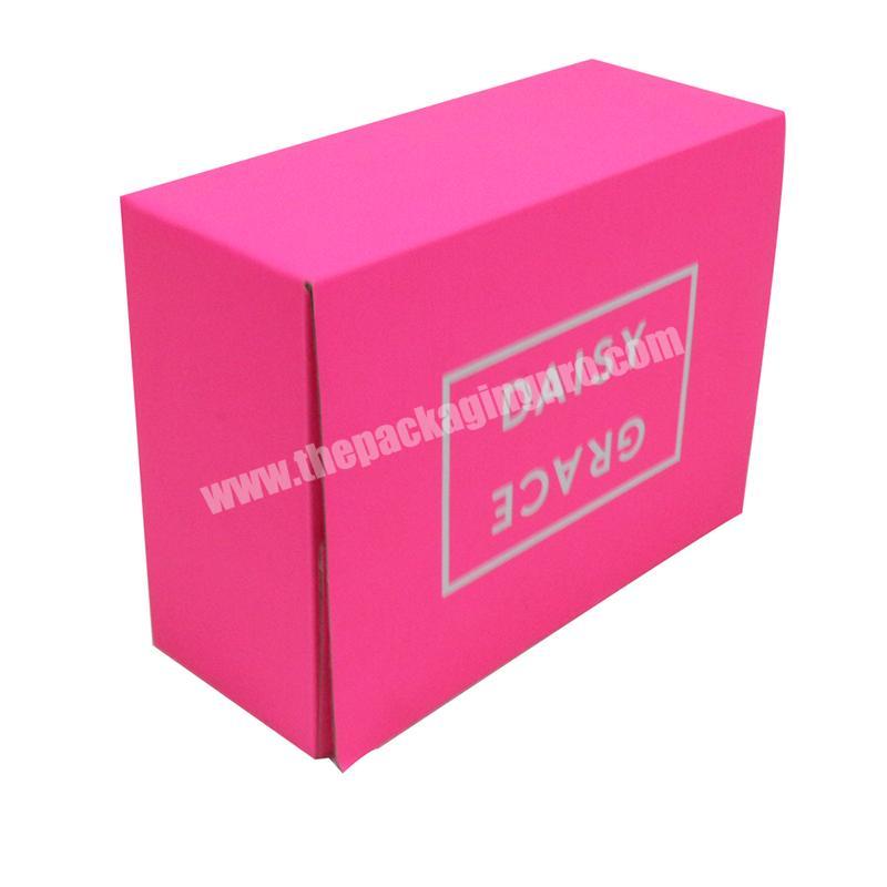 Logo custom printed fancy corrugated pink folded shipping mailer box for clothing packaging
