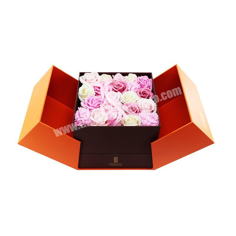 Logo design creative both sides opening packing cardboard boxes for flower