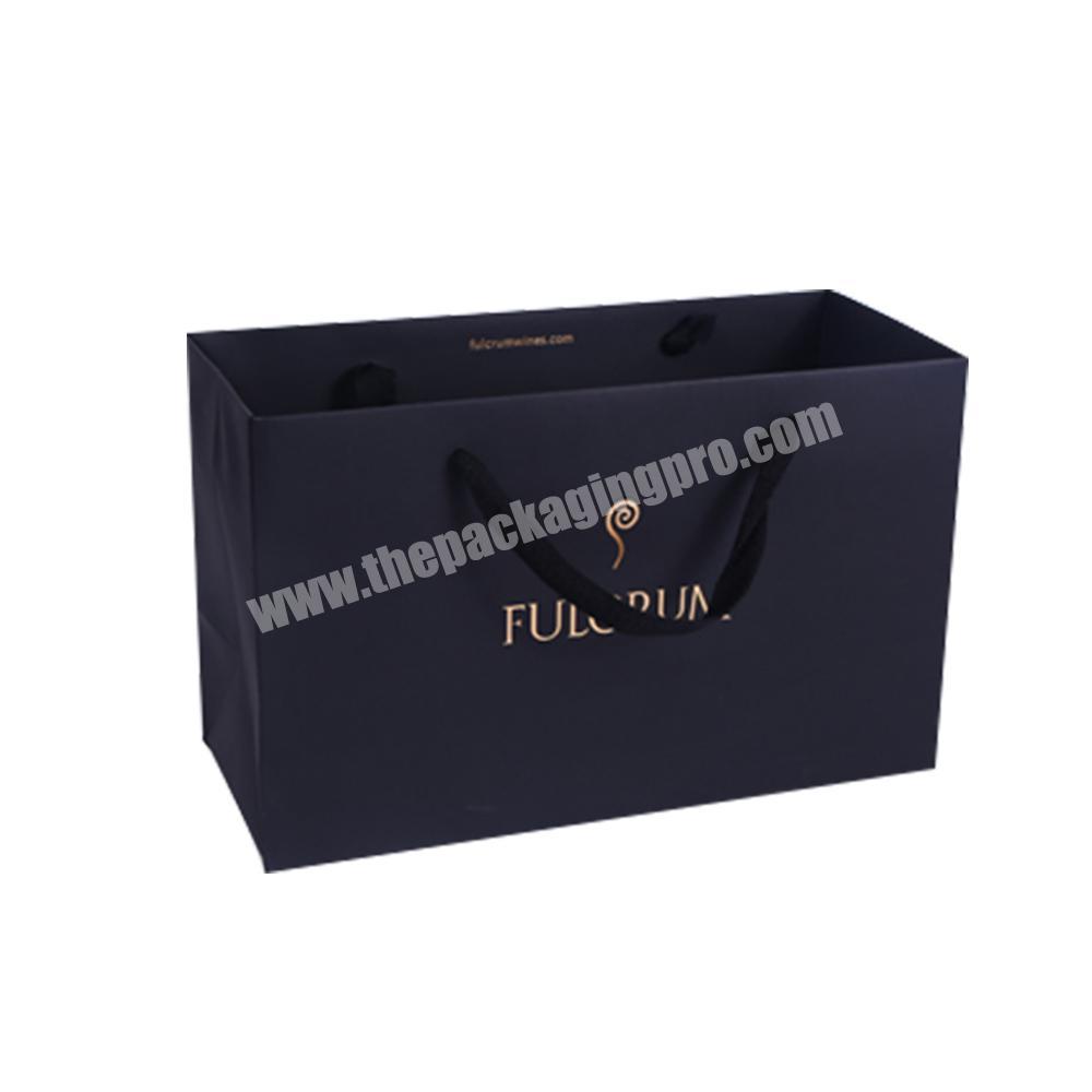 logo gold foil custom printed black high quality paper gift bag