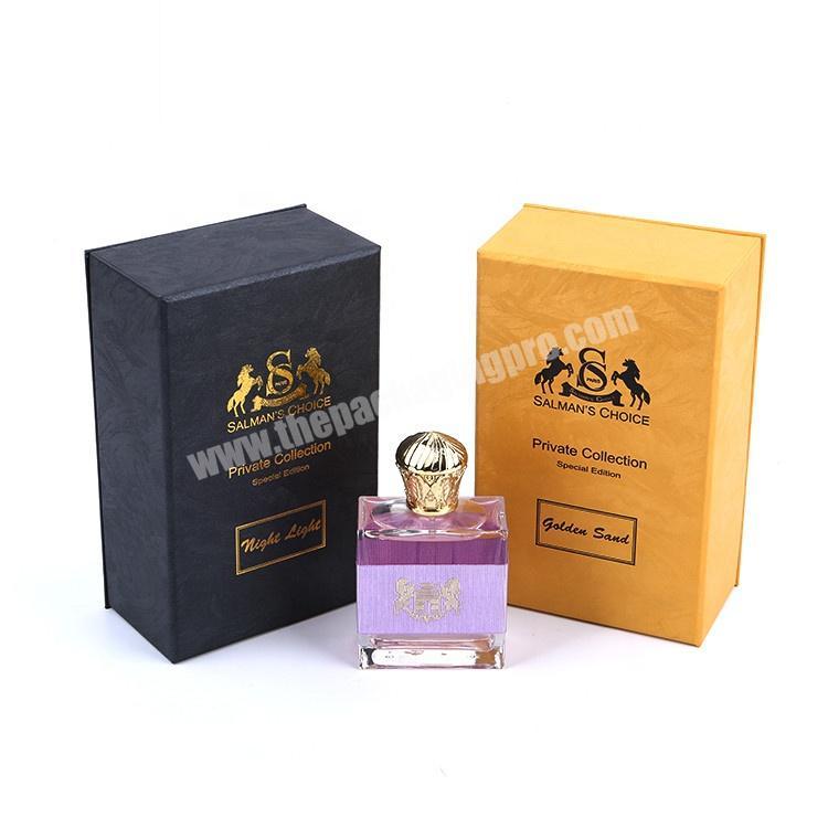 Logo Hot Stamping Cardboard Paper Packaging Top Lid And Bottom Base Gift Perfume Bottle Box With Inserts