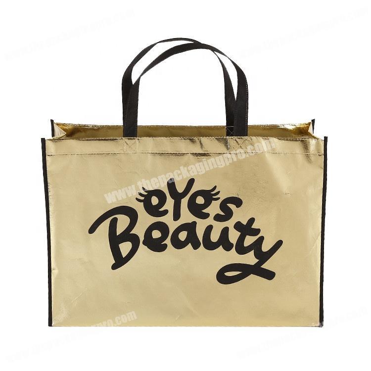 Logo printing metallic laminated shopping eco friendly custom non woven bag