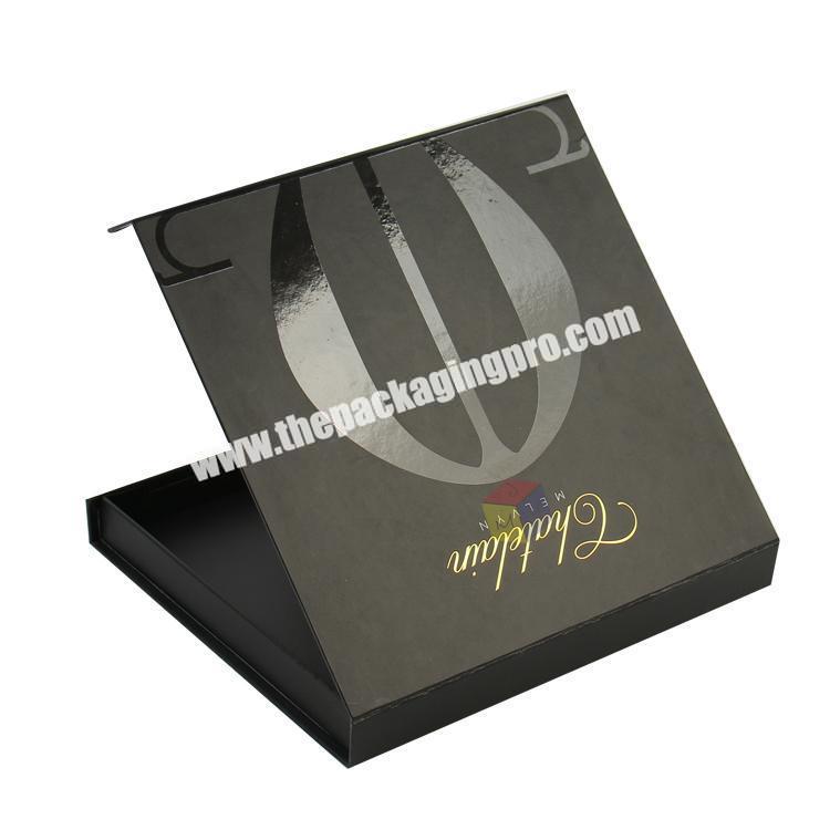 logo UV black paper gift packaging magnetic flap box