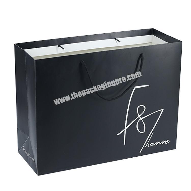 Low Cost Customized Made Printed High Quality Matte Black Luxury Paper Shopping Bag With Custom Logo Printing