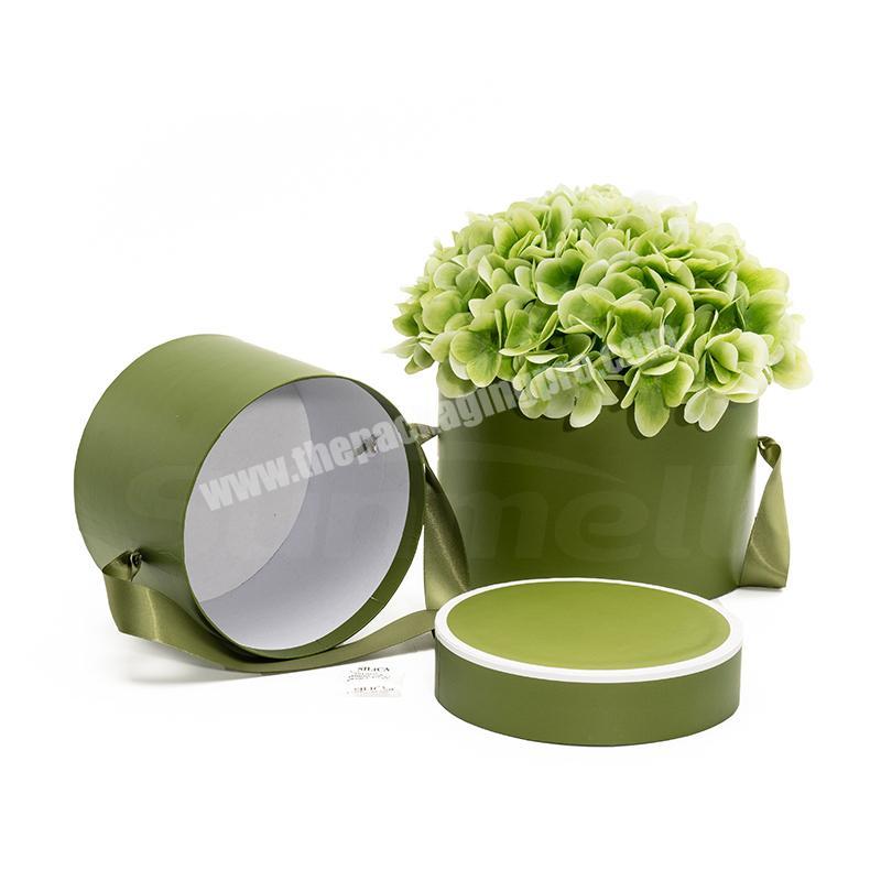 low cost high quality round paper flower box packaging for florist shops