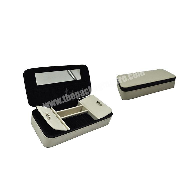 Low MOQ  custom LOGO jewelry case;white PU leather Jewelry storage Case ;professional manufacture whose sales jewelry box
