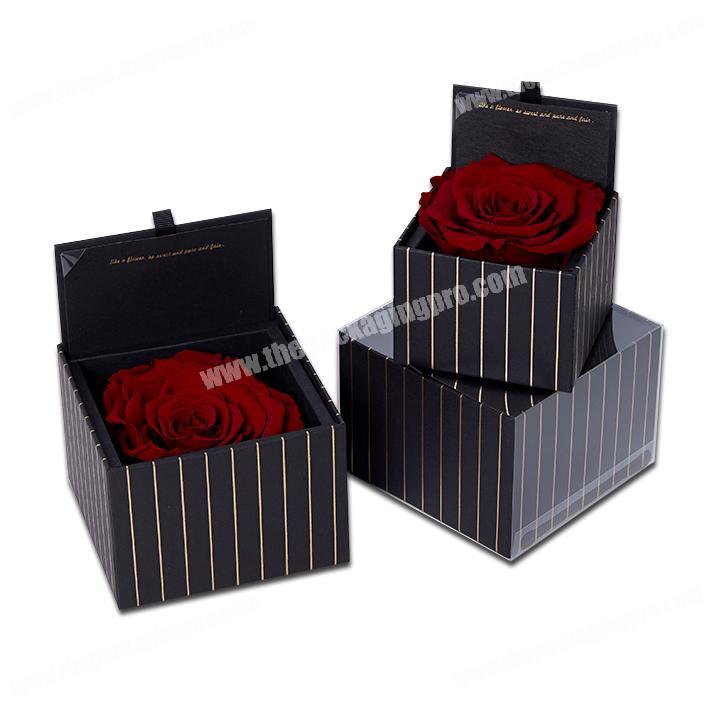 LOW MOQ gift packaging acrylic preserved flower box