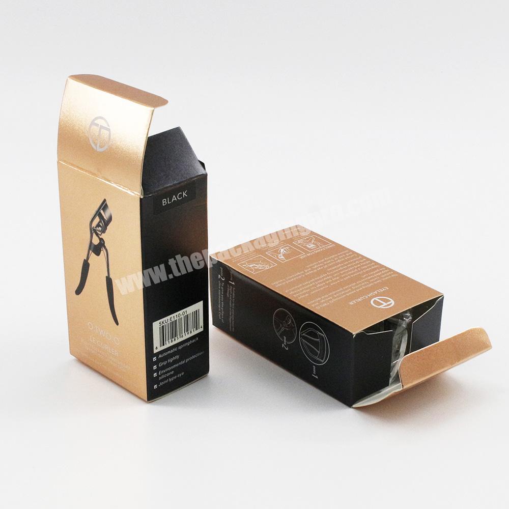 Low MOQ Printed Private Label  350gsm Gold Paper Eyelash Packaging Box Custom