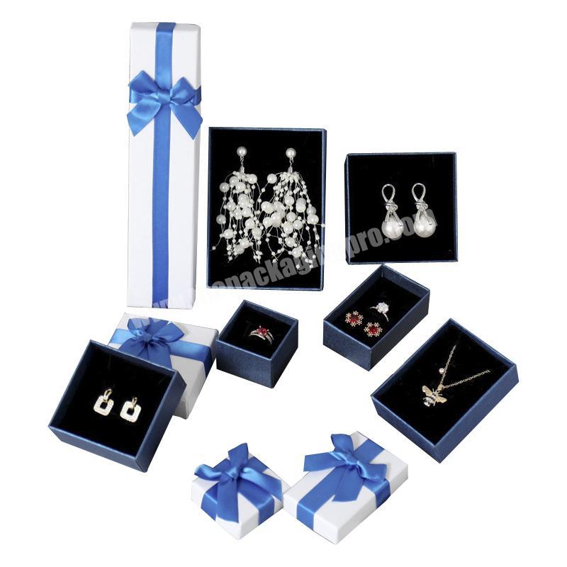 Low price craft gift ring necklace bracelet jewelry gift box with bow for packaging