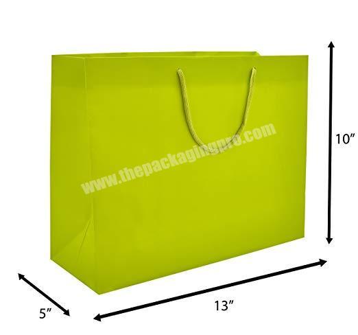 Luxury 100% lime matt Paper Bag For Gift Packaging