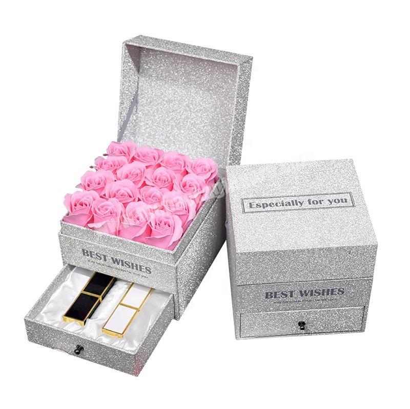 Luxury 2 Layers Sliding Type Paper Cardboard Fancy Lipstick Perfume Cosmetics Gift Packaging Box For Decoration