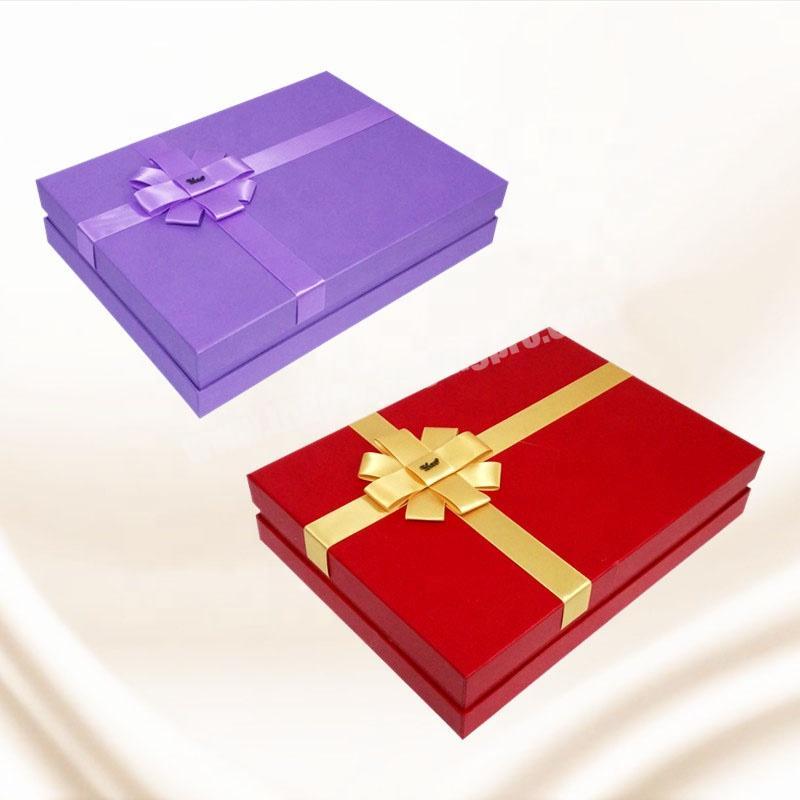 Luxury 2 Piece rigid cardboard Apparel Packaging Wallet Gift Packing Paper Box with bowknot