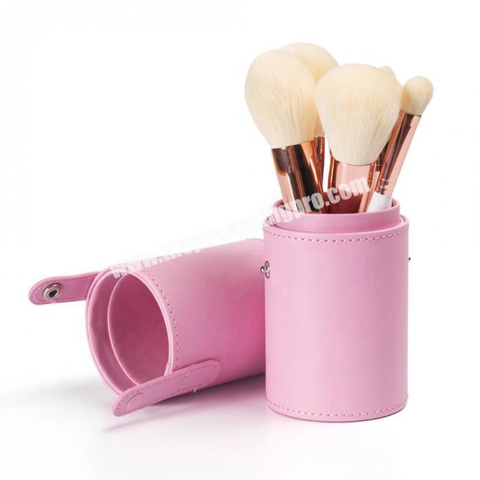 luxury beauty round pu leather brush tool set gift packaging cosmetic makeup kit box