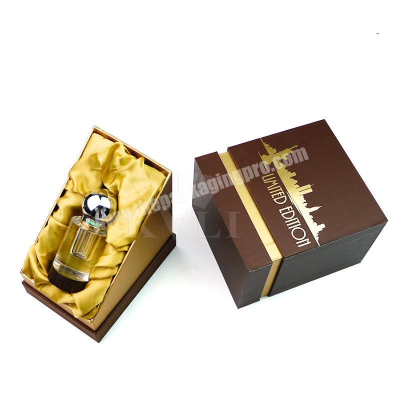 Luxury bevel perfume packaging box with silk fabric paper perfume gift boxes