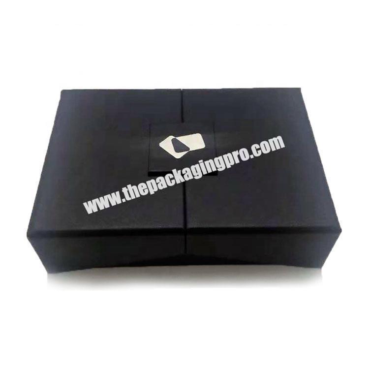 Luxury Black Cardboard Paper Packaging Wedding Gift Card Box With Magnetic Closure