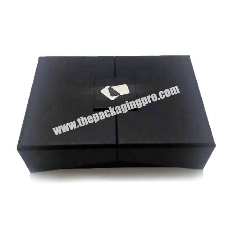 Luxury Black Cardboard Paper Packaging Wedding Gift Card Box With Magnetic Closure