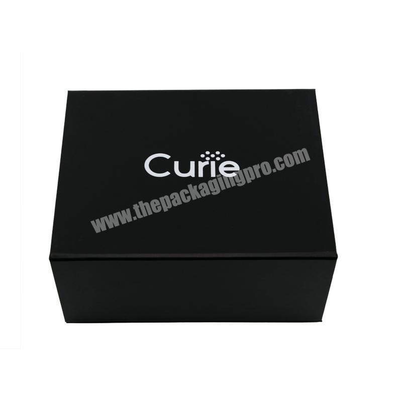 Luxury black color custom made box packaging flip top magnetic closure book style gift box