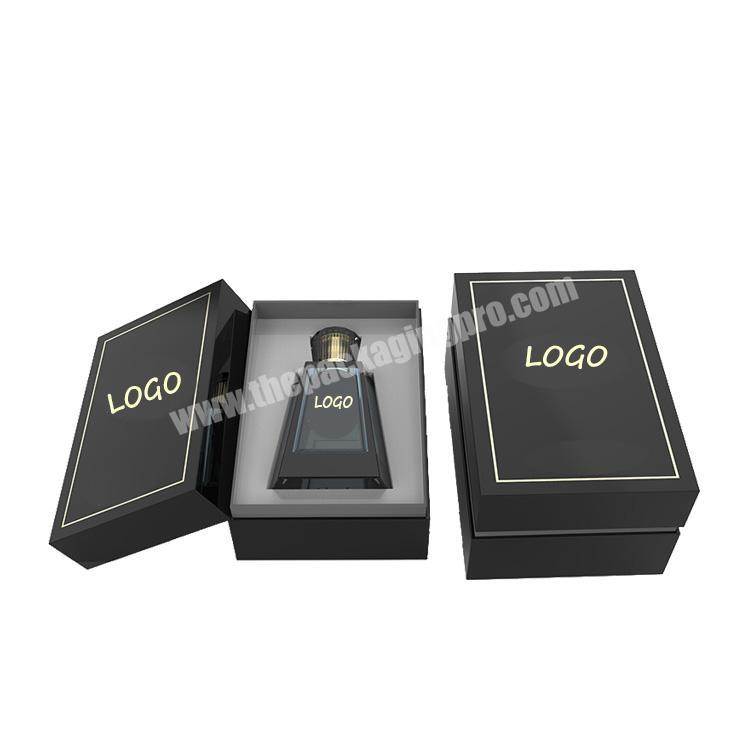 Luxury black custom decorative paper printing perfume box