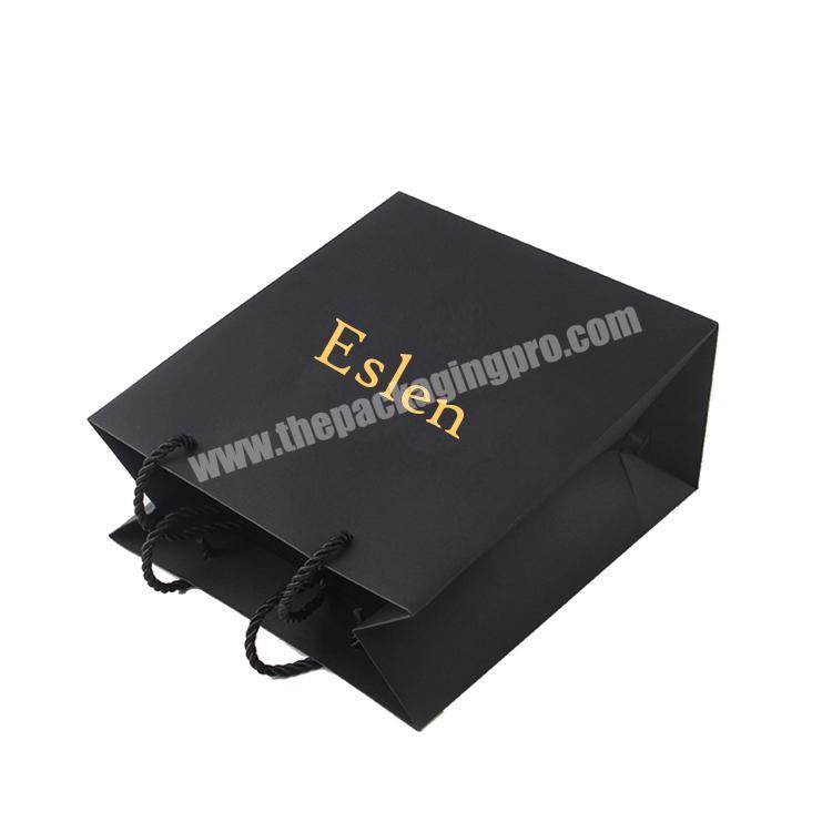 Luxury black custom shopping bag paper with logo printing