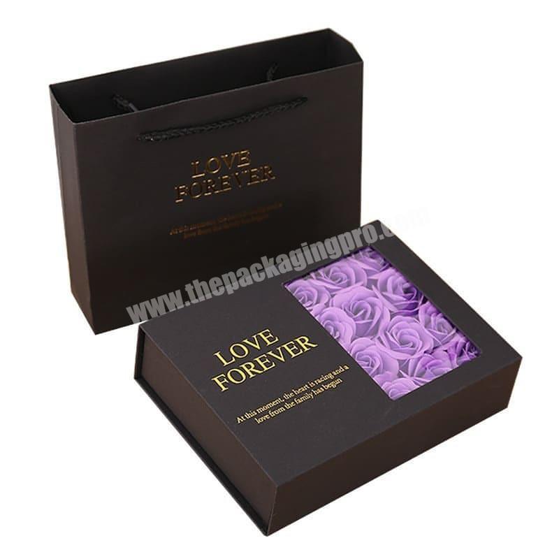 luxury black customized roses flower Valentine's Day present gift box