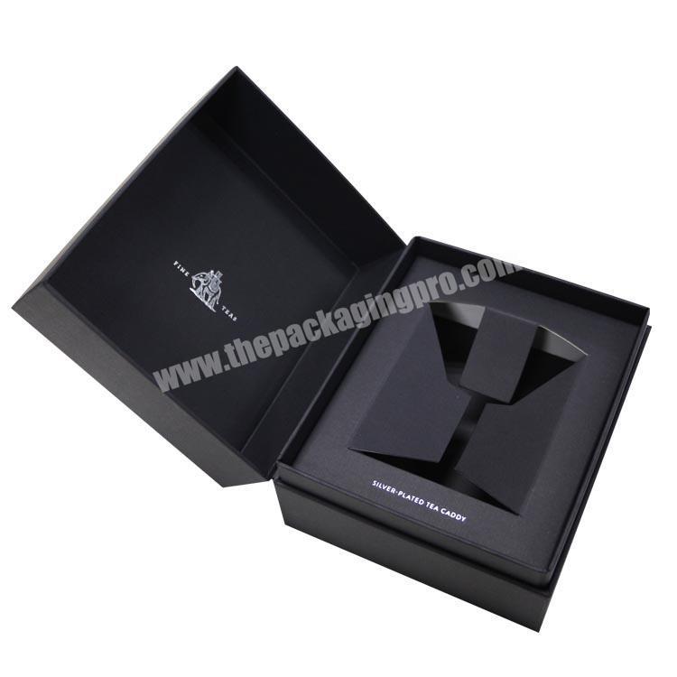 Luxury black display paper boxes packaging with paper tray