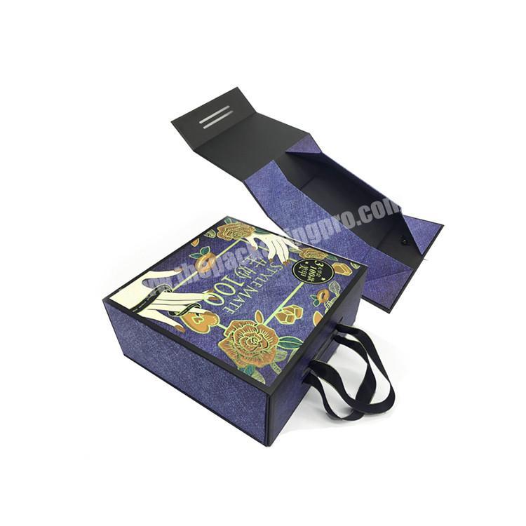 Luxury black gift paper folding ring box