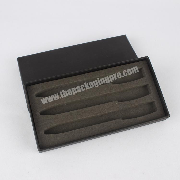 luxury black matt gift paper cardboard pen  package paper box with eva insert