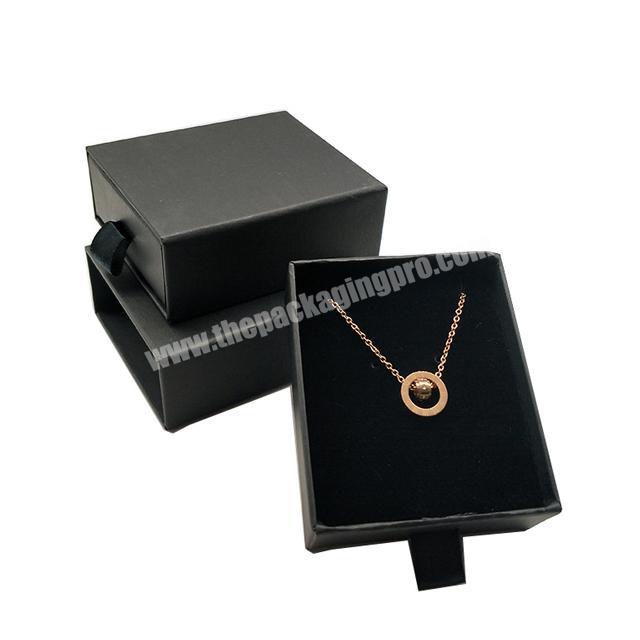 Luxury Black Matte Lamination Rigid Paper Board Sliding Box with Silver Foil Logo for Jewelry
