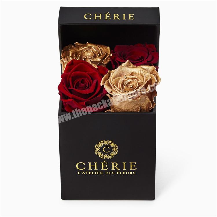 luxury black packaging paper box for flowers