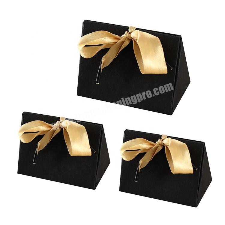 Luxury black Paper Packaging Gift Box with Silk Ribbon Handle