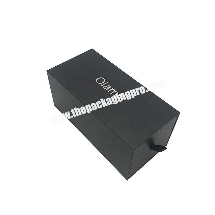 Luxury black paper packaging sliding gift box with custom printed logo