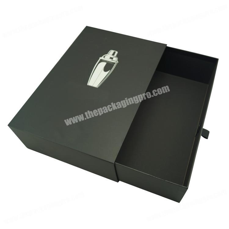 Luxury Black Recyclable Custom Printing Custom Large Size Bottle Drawer Gift Box Packaging